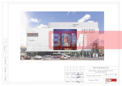 Медиафасад на фасаде здания габаритами 20 м (ширина) х 18 м (высота)