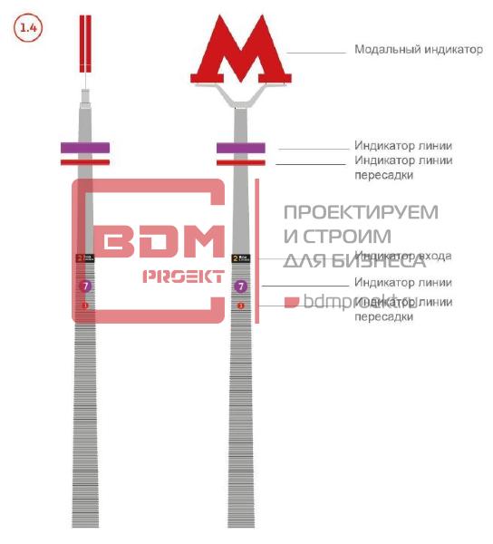 Элемент навигационной системы Московского метрополитена (Н-3500мм)